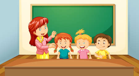 Teacher and Students in the Classroom illustrationのイラスト素材
