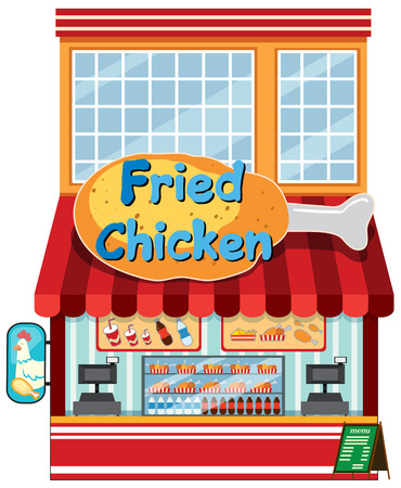 A fried chicken restaurant illustrationのイラスト素材