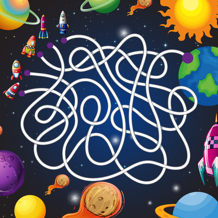 A space maze game illustrationのイラスト素材