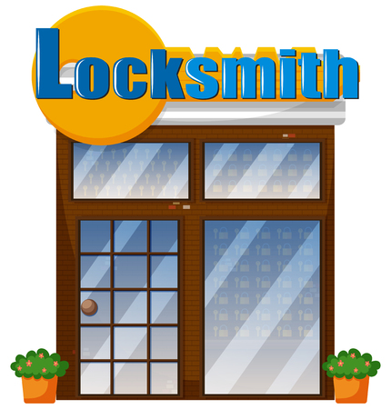 A locksmith shop on white background illustrationのイラスト素材