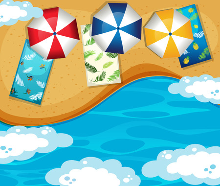 A tropical beach aerial view illustrationのイラスト素材