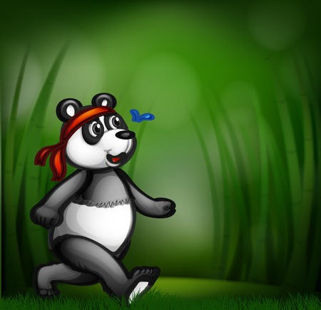 Panda in bamboo forest illustrationのイラスト素材