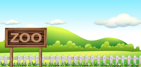 A zoo sign in nature illustrationのイラスト素材