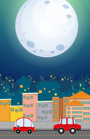 An urban night view illustrationのイラスト素材