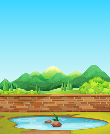 A beautiful nature landscape illustrationのイラスト素材