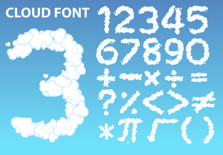 Cloud number font and math icon illustrationのイラスト素材