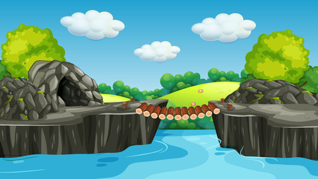 A nature cave landscape illustrationのイラスト素材