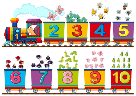 Happy insect on the train number illustrationのイラスト素材
