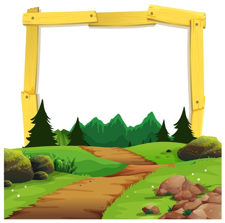 A natural wooden frame illustrationのイラスト素材