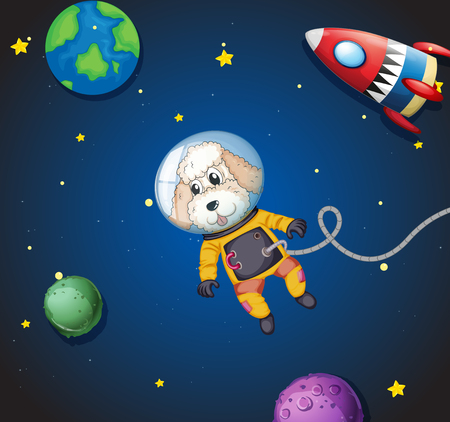A poodle in space illustrationのイラスト素材