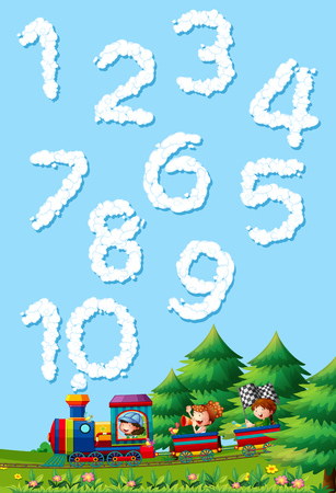 Font of cloud number on sky illustrationのイラスト素材