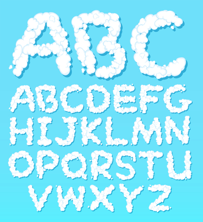 A set of English alphabet cloud font illustrationのイラスト素材