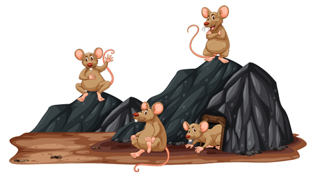 A rat in a hole illustrationのイラスト素材