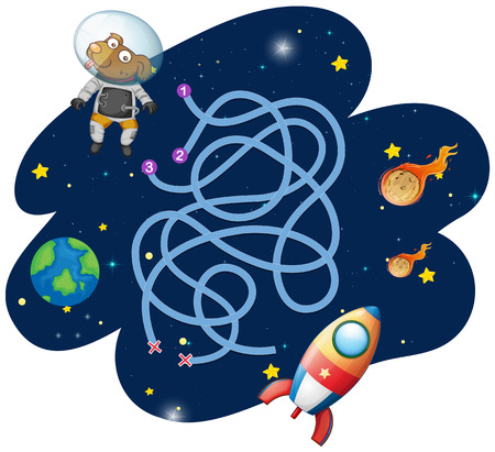 Dog astronaut game template illustrationのイラスト素材