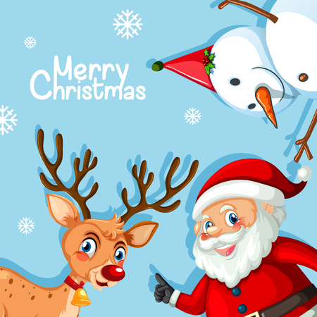 Merry christmas blue template illustrationのイラスト素材