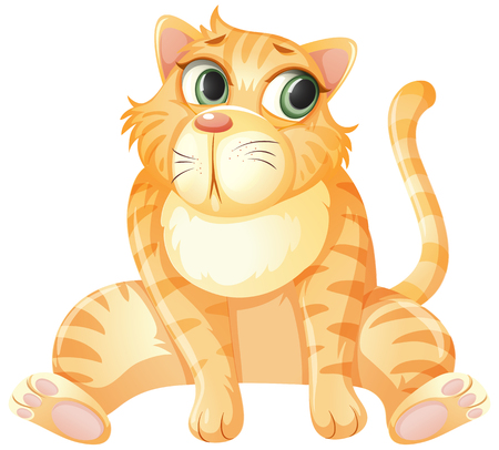 A yellow cat sitting on white background illustrationのイラスト素材