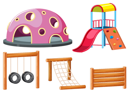 Set of playground equipments illustrationのイラスト素材
