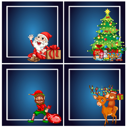 Set of christmas frame illustrationのイラスト素材