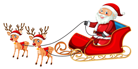 Santa claus riding sleigh illustrationのイラスト素材