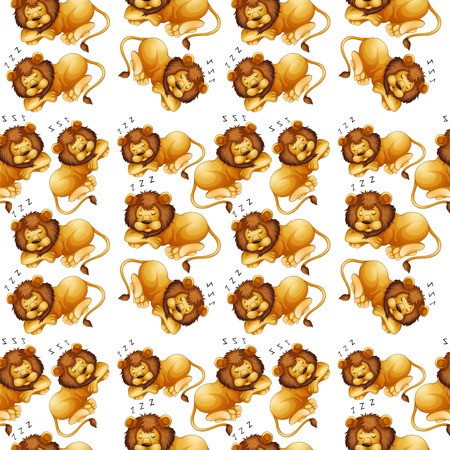 Lion sleeping seamless background illustrationのイラスト素材