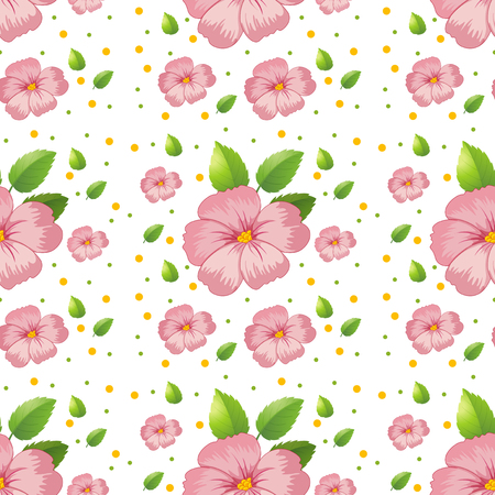 Seamless pink hibiscus wallpaper illustrationのイラスト素材