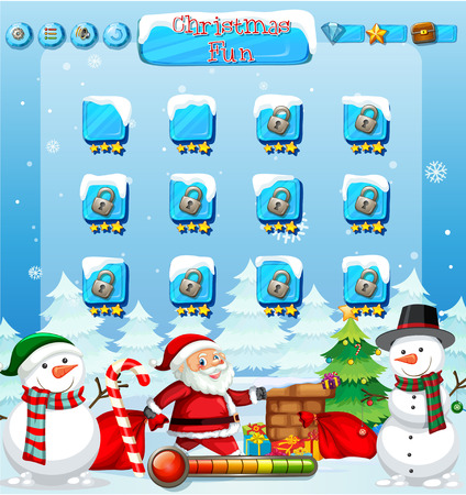 Santa snow game with snowman illustrationのイラスト素材