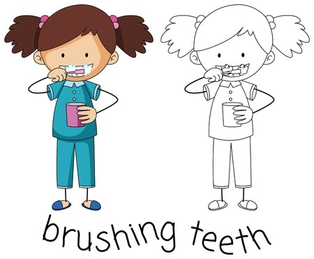 Doodle graphic of brushing teeth illustrationのイラスト素材