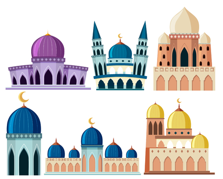Set of different mosque building illustrationのイラスト素材
