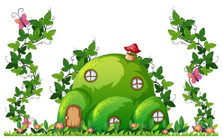 A green hill house illustrationのイラスト素材