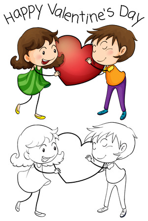 Lovely couple on valentine illustrationのイラスト素材