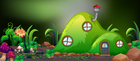 Fairy hill house in nature illustrationのイラスト素材
