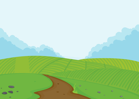 A farmland landscape background illustrationのイラスト素材