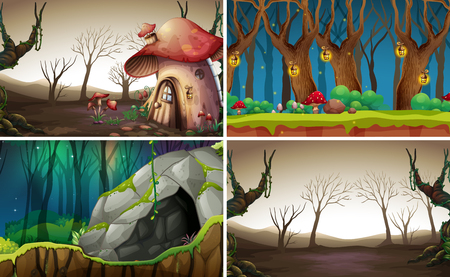 Fairy tale forest background illustrationのイラスト素材