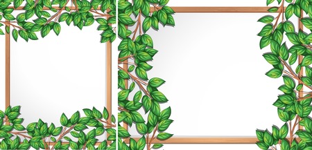 Wooden tree branch frame illustrationのイラスト素材