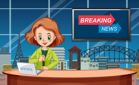 A female news reporters illustrationのイラスト素材