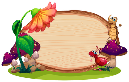 insect on the wooden board illustrationのイラスト素材