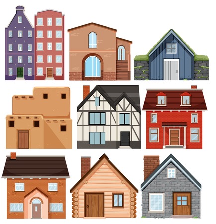 Set of different culture houses illustrationのイラスト素材