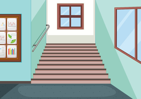 Interior of school staircase illustrationのイラスト素材