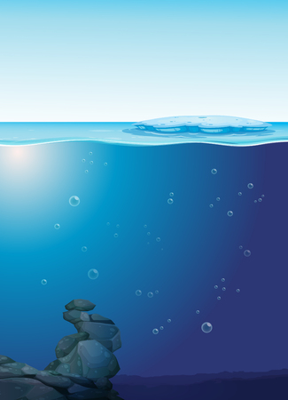 An deep underwater template illustrationのイラスト素材