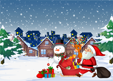 Santa coming to town illustrationのイラスト素材