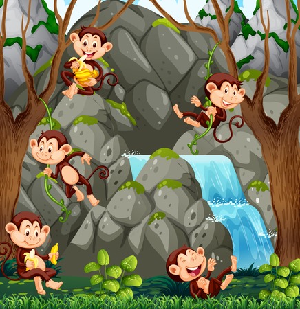 Wild monkey in nature illustrationのイラスト素材