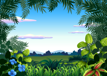 A jungle theme template illustrationのイラスト素材
