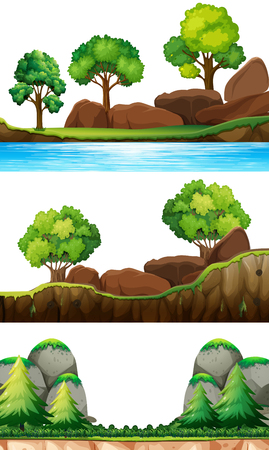 Set of nature landscape illustrationのイラスト素材