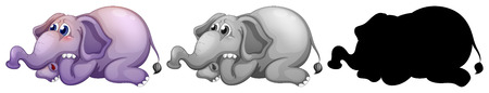 Set of elephant character illustrationのイラスト素材