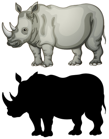 Set of rhinoceros character illustrationのイラスト素材