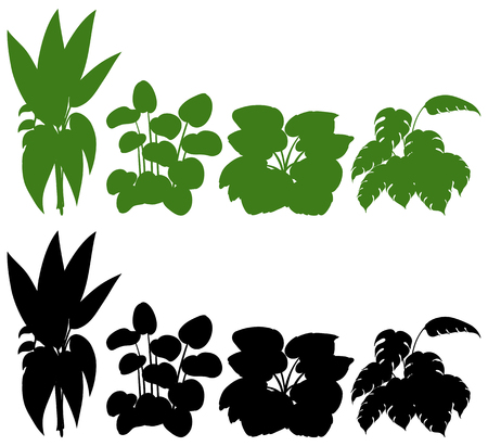 Set of silhouette plant illustrationのイラスト素材
