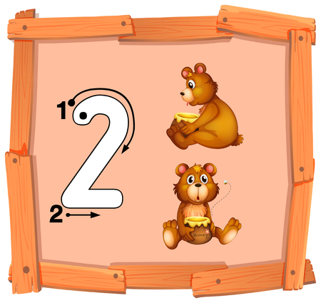 Number two tracing guide illustrationのイラスト素材