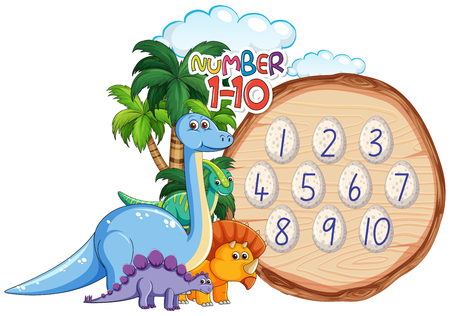 Number to ten dinosaur theme illustrationのイラスト素材