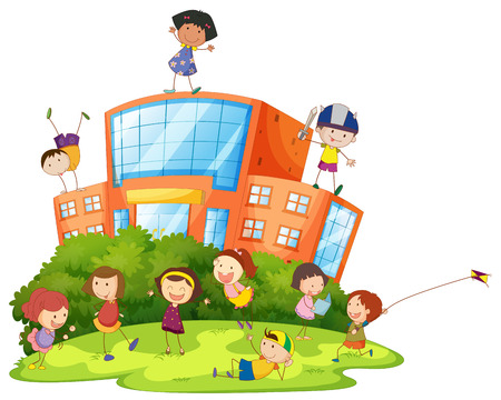Children playing at school illustrationのイラスト素材