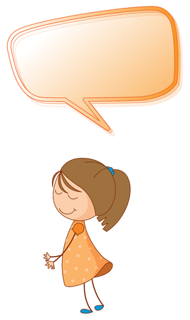 A girl with speech balloon illustrationのイラスト素材